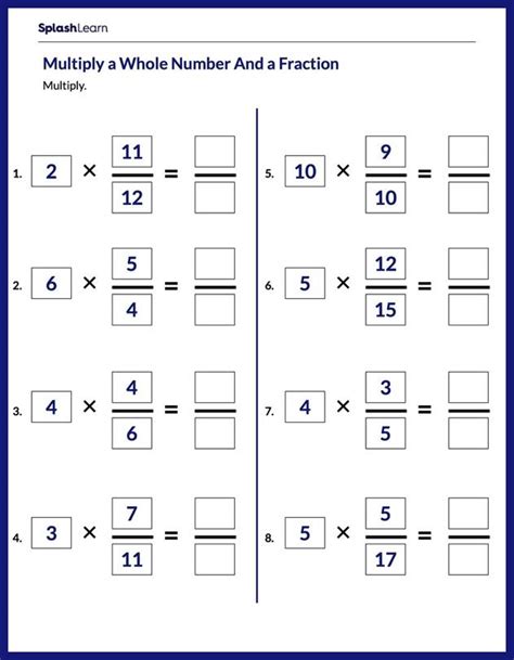 Multiply A Fraction By Whole Worksheet