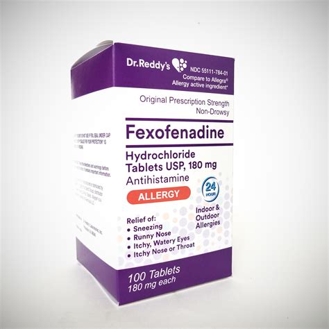 Dr Reddys Allergy Fexofenadine Hydrochloride Tablets 180 Mg 100