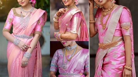 Beautiful Light Pink Bridal Silk Sarees For Weddingbridal Pink Pattu Sareespink Banarasi