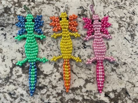 Beaded Axolotl Backpack Clip Keychains Etsy In 2023 Pony Bead