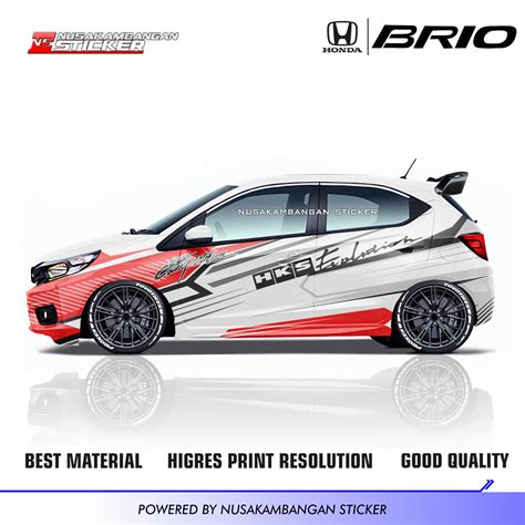 Stiker Mobil Honda Brio Hks Evolution Racing Putih Stiker Modifikasi