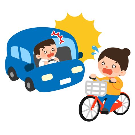 車と自転車の事故 フリーイラスト素材のぴくらいく｜無料ダウンロード可能です