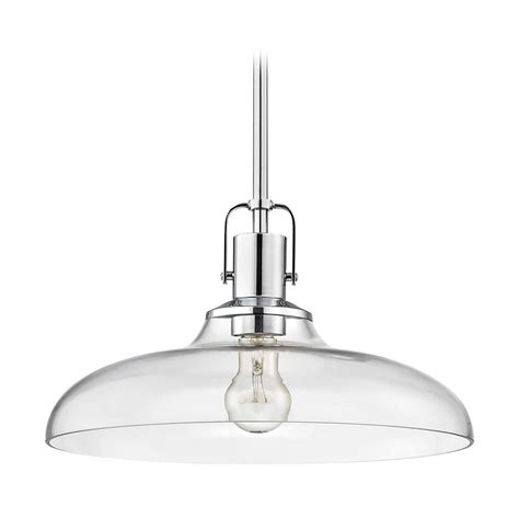 Clear Glass Pendant Light Chrome Finish 14 Inch Wide At Destination