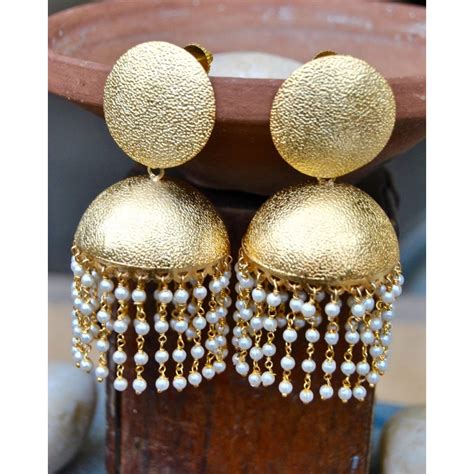 Bold Gold Matte Jhumka Earrings