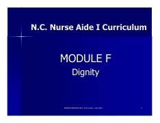 PowerPoint F Pdf N C Nurse Aide I Curriculum MODULE F Dignity DHSR