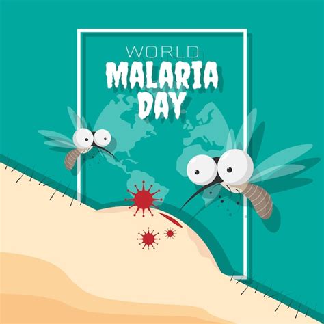 Poster do dia mundial da malária um mosquito da malária mordendo o