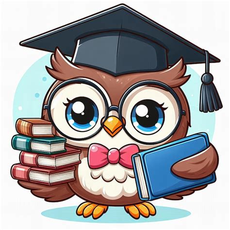 A Cartoon Owl Wearing Glasses And Graduation Cap Holding A Book