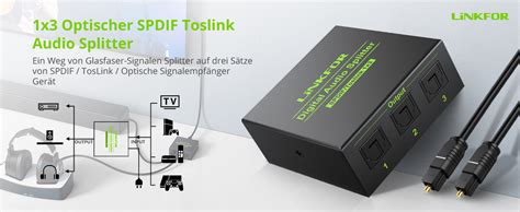 Linkfor Toslink Splitter 1x3 Optischer Splitter Digitaler Audio