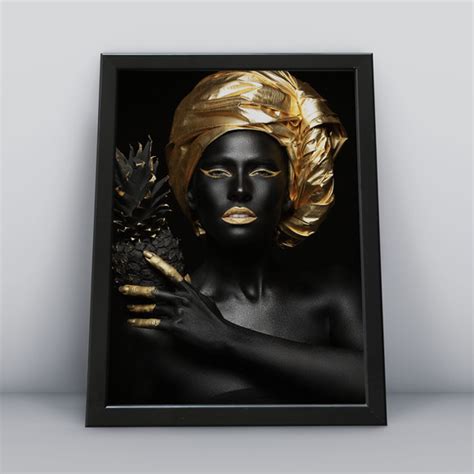 Quadro Decorativo A X Cm Mulheres Negras Dourado Elo