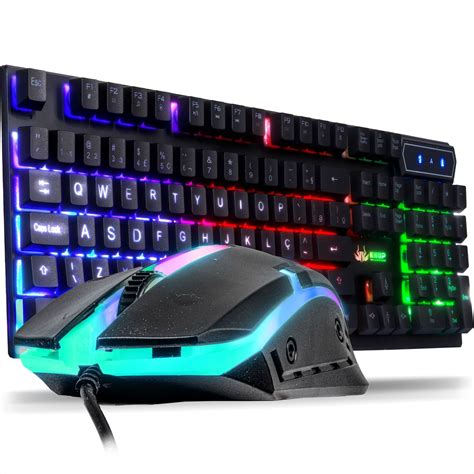 Kit Gamer Teclado Semi Mec Nico Mouse Led Chroma Rgb Iluminado Jogos