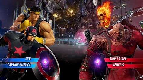 Captain America Ryu Vs Nemesis Ghost Rider Very Hard Marvel Vs