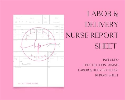 Labor And Delivery Nurse Report Sheet Ob Nurse Report Sheet Etsy