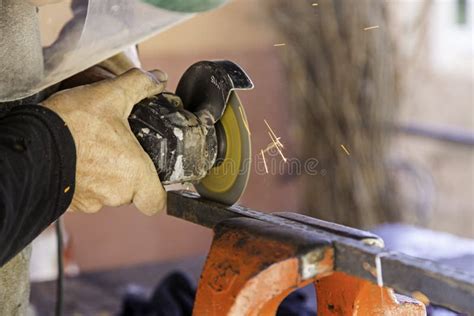 Cutting Metal with an Electric Saw Stock Photo - Image of power, flash ...