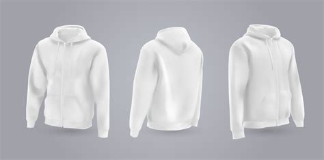 White Mens Hooded Sweatshirt Mockup In Front Back And Side View