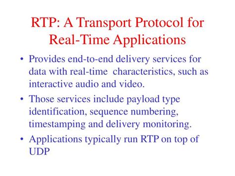 Ppt Rtp A Transport Protocol For Real Time Applications Powerpoint