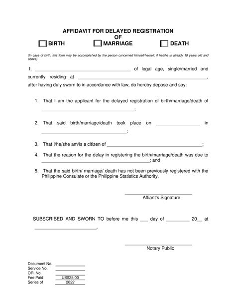 Affidavit Of Delayed Registration Affidavit For Delayed Registration