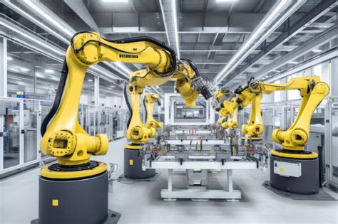 Premium Ai Image Group Of Robots Working Together In A Factory