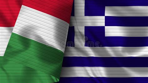 Greece And Italy Realistic Flag Fabric Texture Illustration Stock