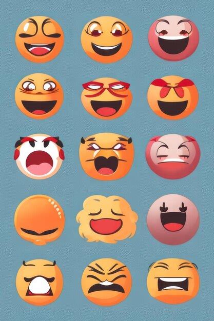 Premium AI Image | emoji face 2d vector stickers set