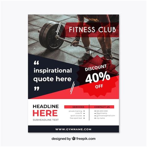 Plantilla Moderna De Folleto De Gimnasio Con Foto Vector Gratis