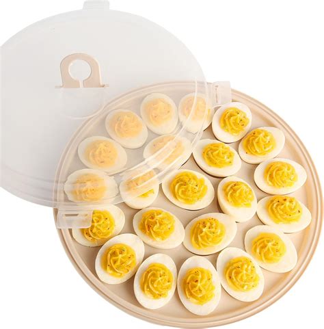 Shindel Deviled Egg Platter Round Deviled Egg Tray Brown Deviled Egg Carrier With