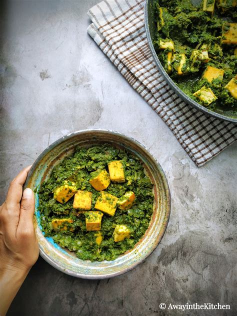 Vegan Saag Paneer Tofu Cooked With Kale Spinach And Collard