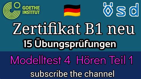 Zertifikat Deutsch B Neu Bungspr Fungen Modelltest H Ren Teil