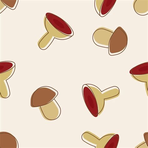 Premium Vector Autumn Cartoon Seamless Pattern With Mushrooms