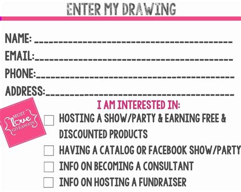 50 Printable Door Prize Drawing Slips