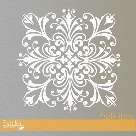 Vinyl Decal Sale White Square Scroll Damask Vinyl Wall