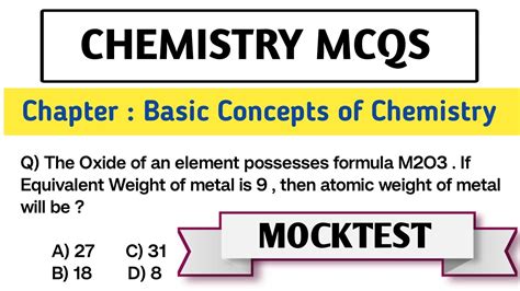 Basic Concepts Of Chemistry TGT CBZ Chemistry MCQS Practice For