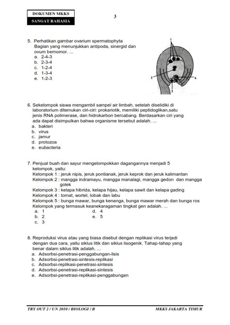 Biologi Gonzaga Try Out 4 Biologi Jakarta