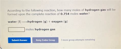 Solved According To The Following Reaction How Many Moles Of