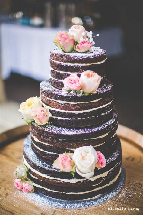 Beautiful Naked Wedding Cake Ideas For Dark Chocolate