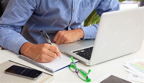 premium photo man working   office background