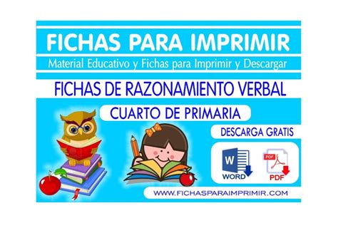 Razonamiento Verbal Ejercicios Para Cuarto De Primaria Fichas Gratis