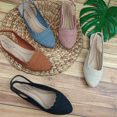 Jual Sepatu Flat Wanita Slip On Tali Bahan Rajut Import Fl Gravici