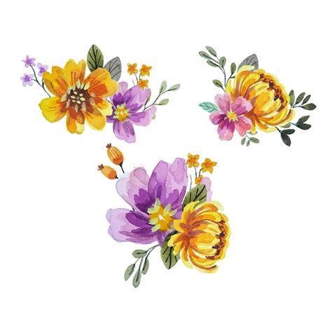 Ilustração De Buquê De Flores Em Aquarela Vetor Premium