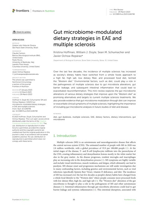 Pdf Gut Microbiome Modulated Dietary Strategies In Eae And Multiple