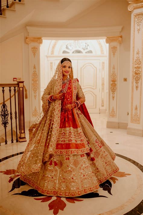 Designer Bridal Lehenga In Red And Golden Colour For Barat Nameera By