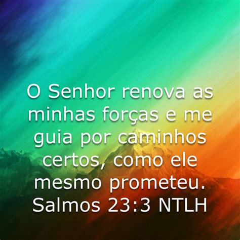 Salmos 23 3 O SENHOR renova as minhas forças e me guia por caminhos