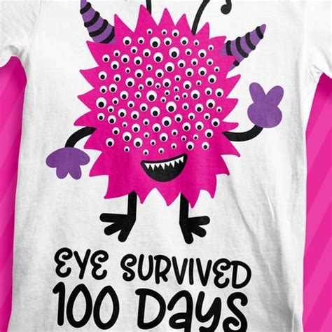 Eye Survived 100 Days 100 Days Svg 100th Day Of School Etsy