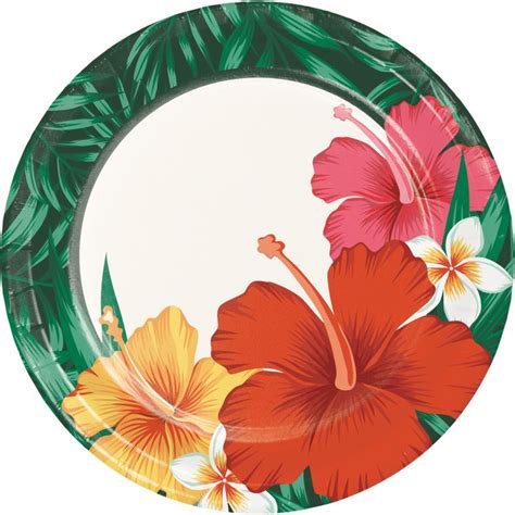 Tropical Flowers 7 Inch Plates Party At Lewis Elegant Party Supplies