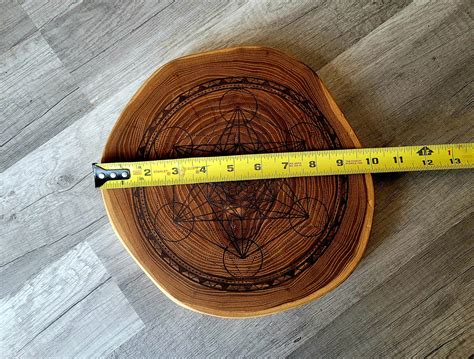 Metratrons Cube Crystal Grid Laser Engraved On Elm Wood Cookie Crystal