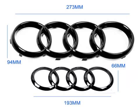 FÜR AUDI A3 A4 A5 Emblem Glanz Schwarz Kühlergrill Ringe V H 273x94