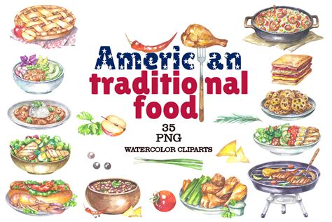 American Traditional Food Clipart Graphic by rembrantd.ulya · Creative ...