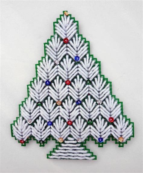 Handmade Completed Plastic Canvas Christmas Tree Refrigerator Magnet