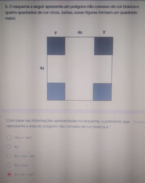 Solved 5 O esquema a seguir apresenta um poligono não convexo de cor