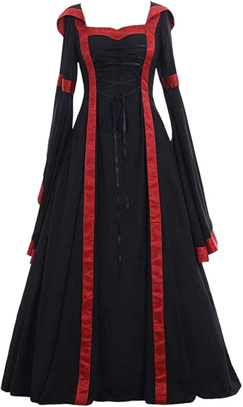 Nsercvb Halloween Kost M Damen Damen Renaissance Schwarz Mittelalter