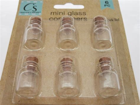 Miniature Glass Cork Lid Bottles 6 Pack Mini Glass Containers Crafter S Square Ebay